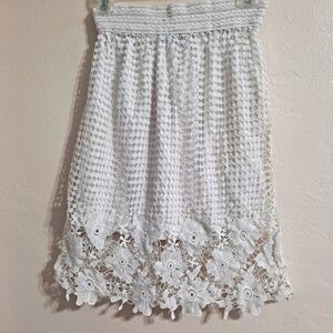 Ivory White Lace Skirt Boho Elastic Waist Girls Size Large by KoKo Ailis